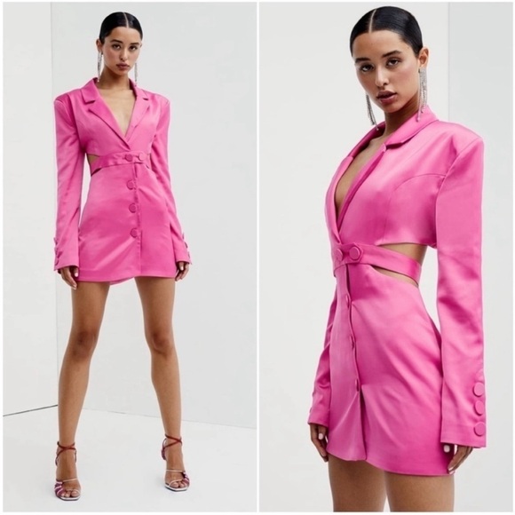For Love & Lemons Marie Blazer Mini Dress Pink - Picture 3 of 10